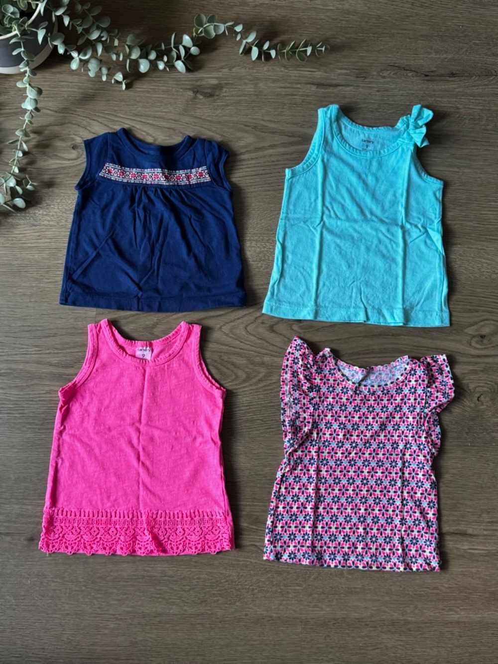 Carter's Baby Girl Tank Top Bundle 9 Months | 4 Summer Shirts